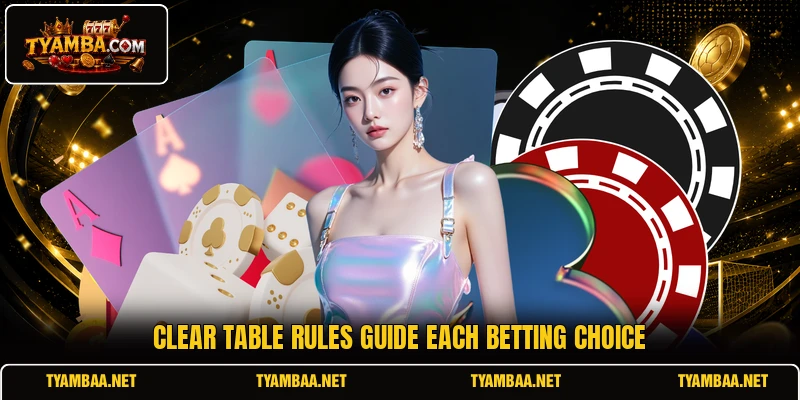 Clear table rules guide each betting choice