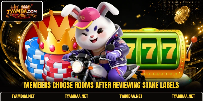 Members choose rooms after reviewing stake labels Members choose rooms after reviewing stake labels