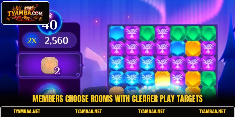 Members choose rooms with clearer play targets Members choose rooms with clearer play targets