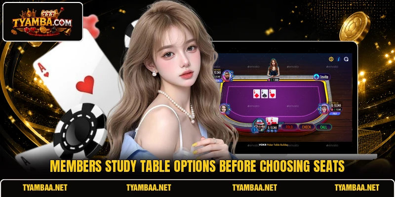Members study table options before choosing seats Members study table options before choosing seats