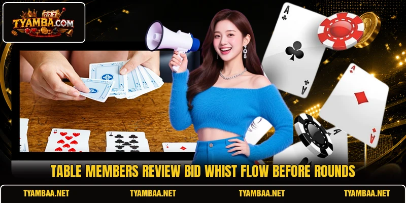 Table members review Bid Whist flow before rounds